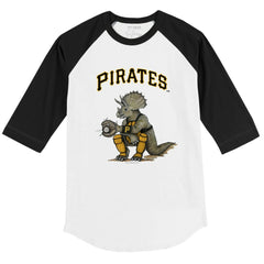 Pittsburgh Pirates Tiny Turnip Youth Triceratops 3/4-Sleeve Raglan T-Shirt White/Black