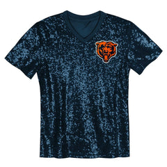 Chicago Bears Girls Youth Wordmark Sequin V-Neck Top - Navy online
