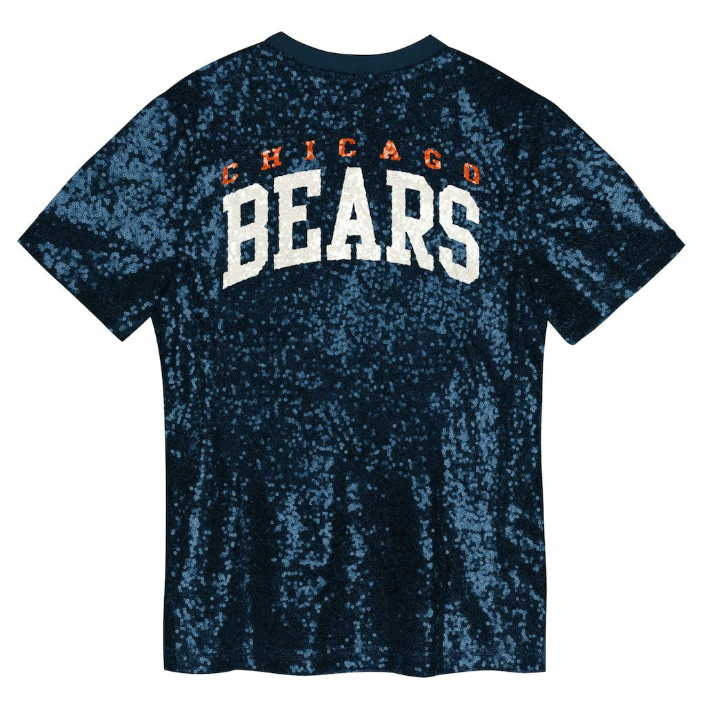Chicago Bears Girls Youth Wordmark Sequin V-Neck Top - Navy online