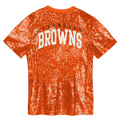 Cleveland Browns Girls Youth Wordmark Sequin V-Neck Top - Orange outlet