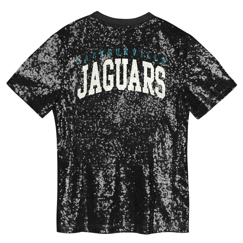 Jacksonville Jaguars Girls Youth Wordmark Sequin V-Neck Top - Black for sale