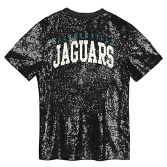 Jacksonville Jaguars Girls Youth Wordmark Sequin V-Neck Top - Black for sale