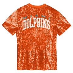 Miami Dolphins Girls Youth Wordmark Sequin V-Neck Top - Orange for sale
