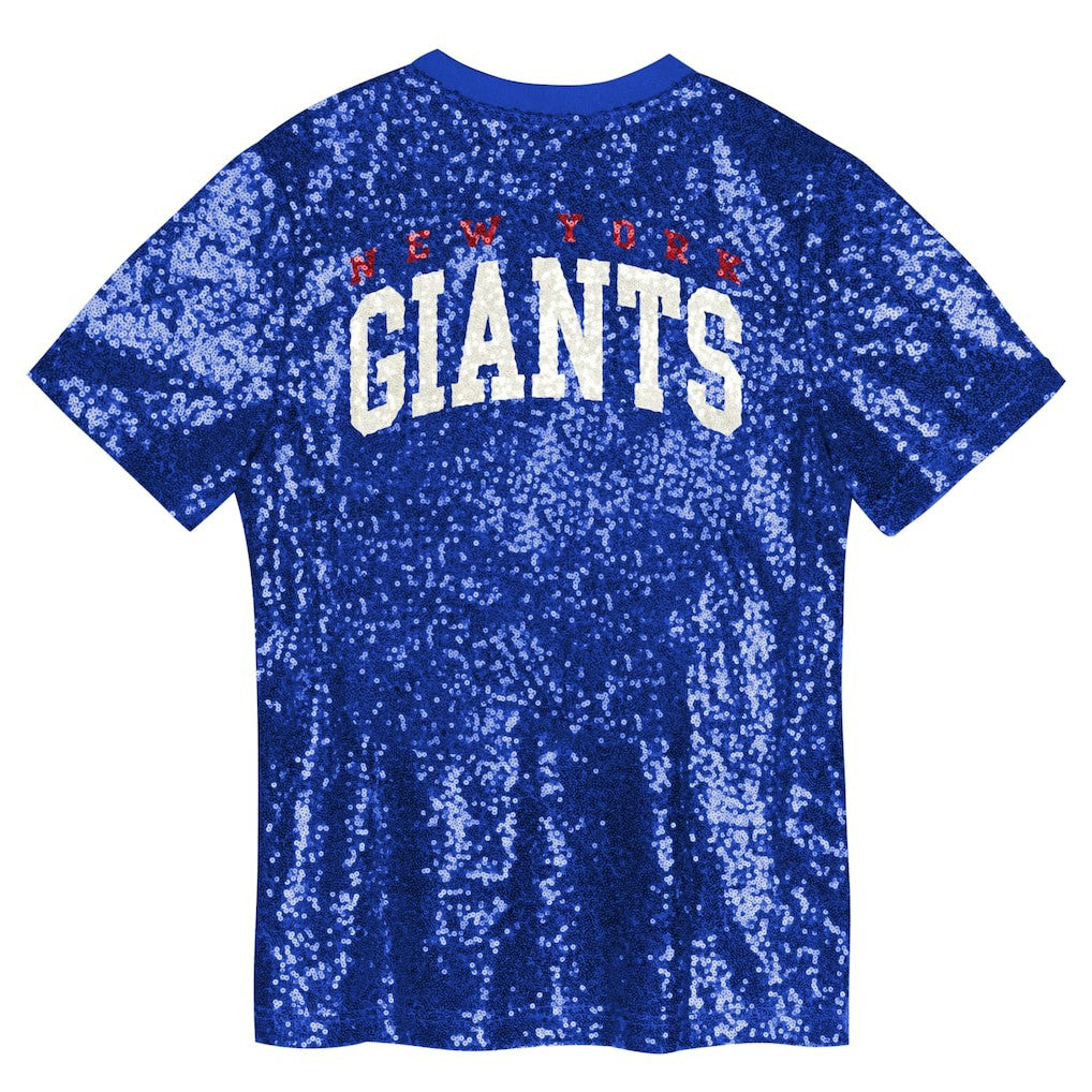 New York Giants Girls Youth Wordmark Sequin V-Neck Top - Royal online