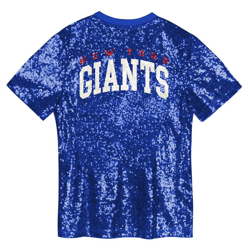 New York Giants Girls Youth Wordmark Sequin V-Neck Top - Royal online