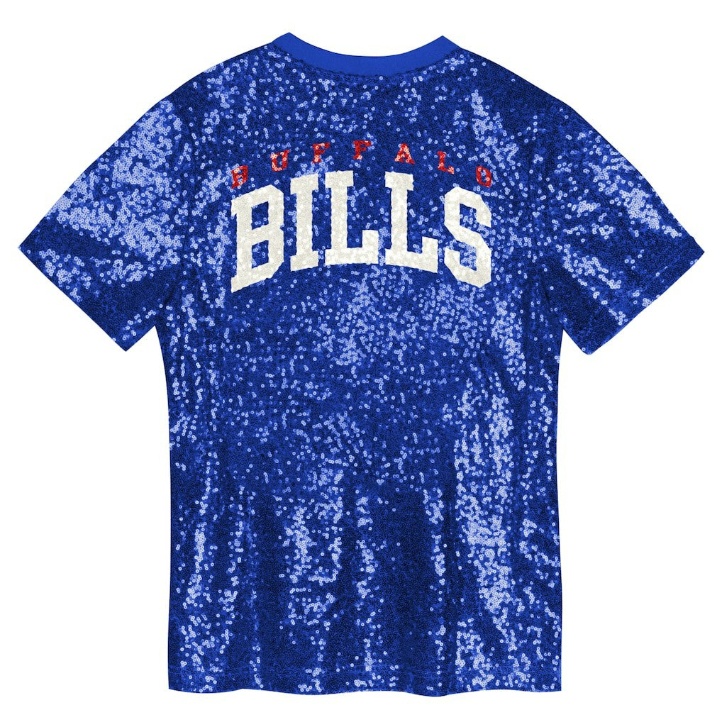 Buffalo Bills Girls Youth Wordmark Sequin V-Neck Top - Royal cheap
