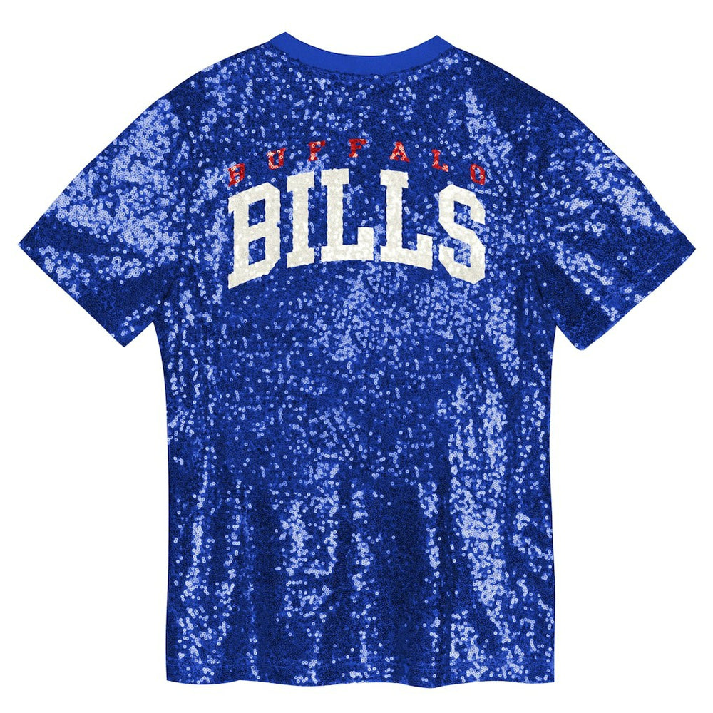 Buffalo Bills Girls Youth Wordmark Sequin V-Neck Top - Royal cheap