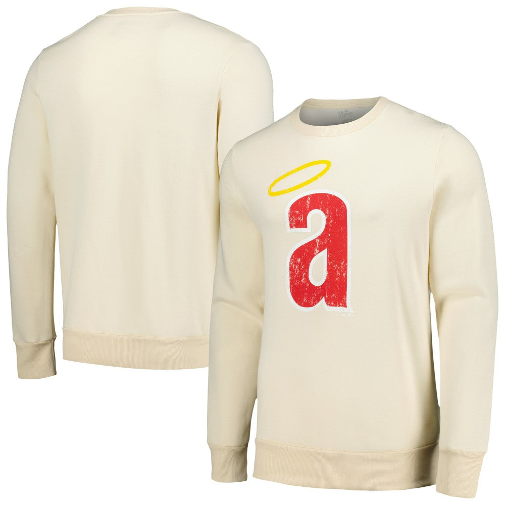 Los Angeles Angels Majestic Threads Fleece Pullover Sweatshirt Oatmeal