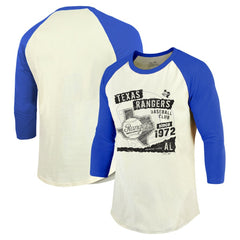 Texas Rangers Majestic Threads Raglan 3/4-Sleeve T-Shirt Cream/Royal