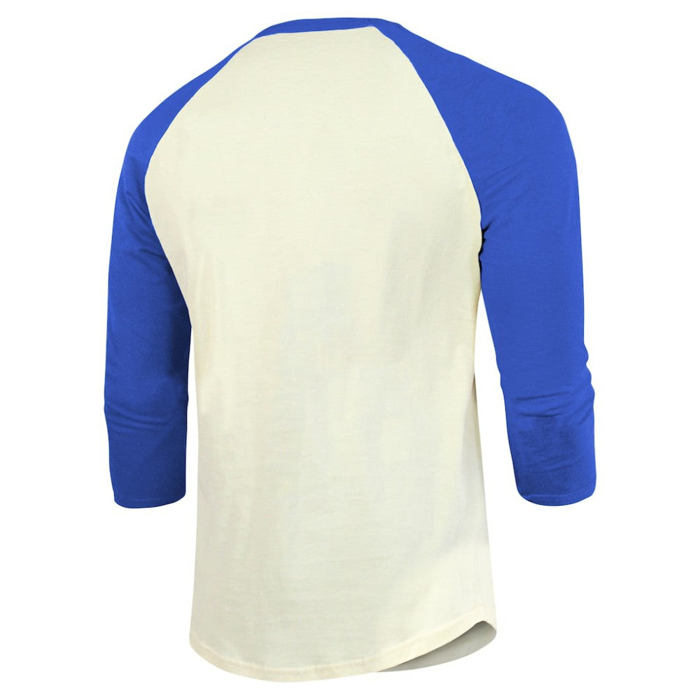 Texas Rangers Majestic Threads Raglan 3/4-Sleeve T-Shirt Cream/Royal