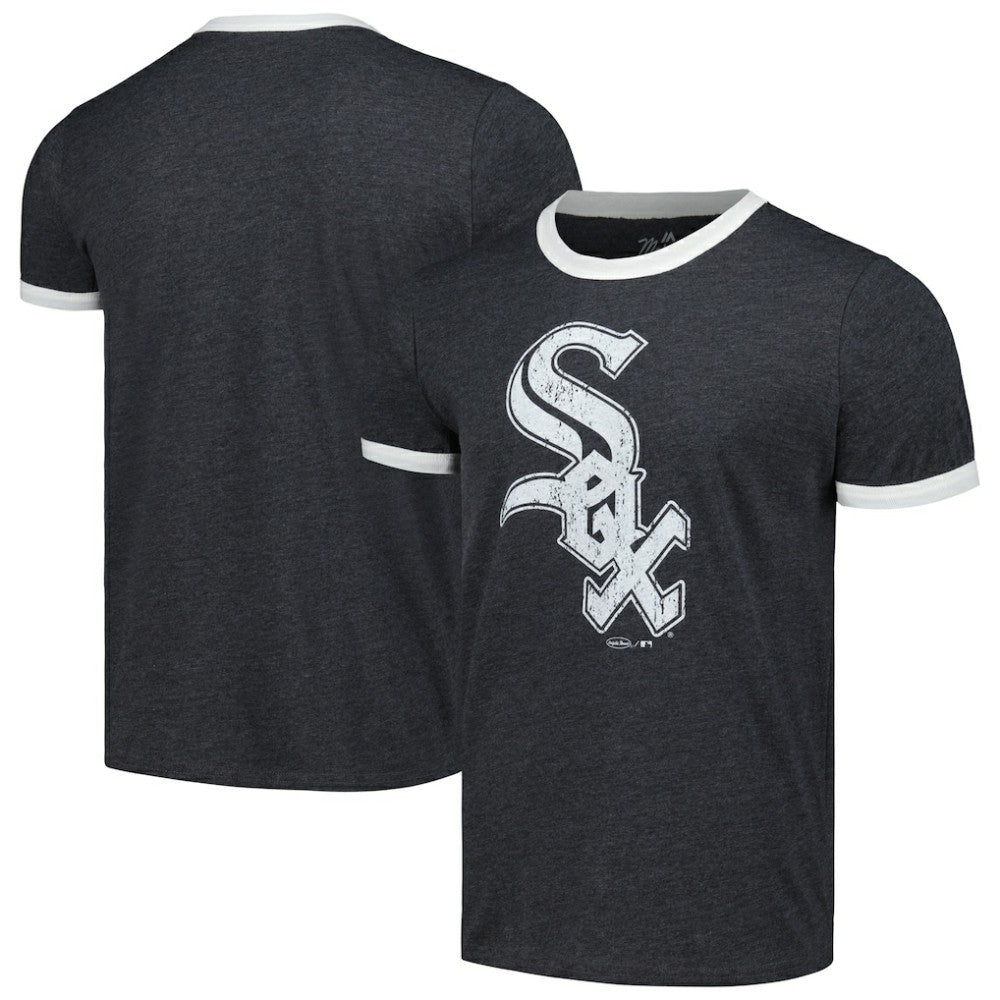 Chicago White Sox Majestic Threads Ringer Tri-Blend T-Shirt Black