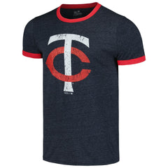 Minnesota Twins Majestic Threads Ringer Tri-Blend T-Shirt Navy