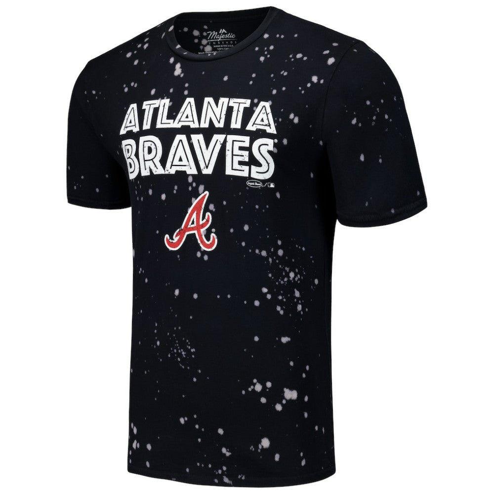 Atlanta Braves Majestic Threads Splatter T-Shirt Black/White