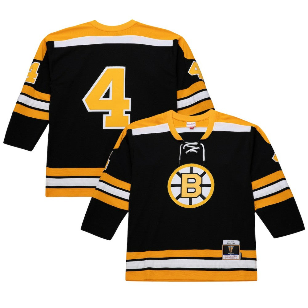 Bobby Orr Boston Bruins Mitchell & Ness Big & Tall 1971/72 Blue Line 2.0 Jersey - Black Jerseys