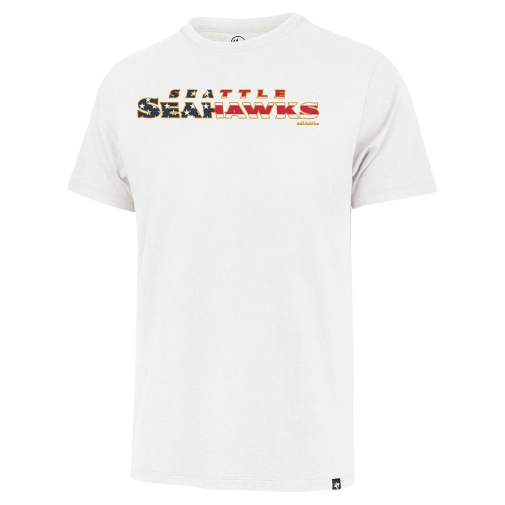 Seattle Seahawks '47 Flag Script Franklin T-Shirt - White for sale