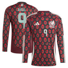 Raul Jimenez Mexico National Team 2024 Home Replica Player Long Sleeve Jersey - Burgundy outlet