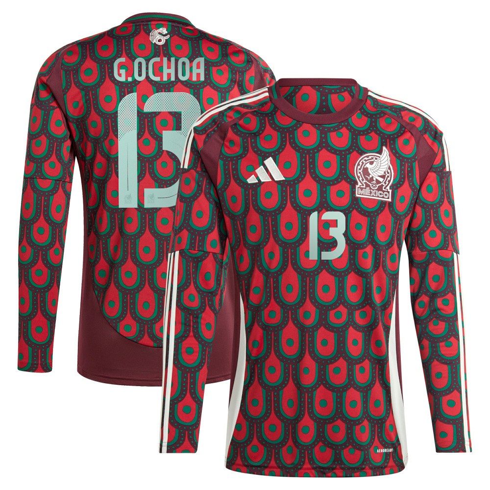 Guillermo Ochoa Mexico National Team 2024 Home Replica Player Long Sleeve Jersey - Burgundy discount