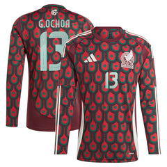 Guillermo Ochoa Mexico National Team 2024 Home Replica Player Long Sleeve Jersey - Burgundy discount