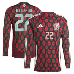 Hirving Lozano Mexico National Team 2024 Home Replica Player Long Sleeve Jersey - Burgundy discount