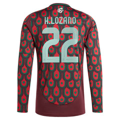 Hirving Lozano Mexico National Team 2024 Home Replica Player Long Sleeve Jersey - Burgundy discount