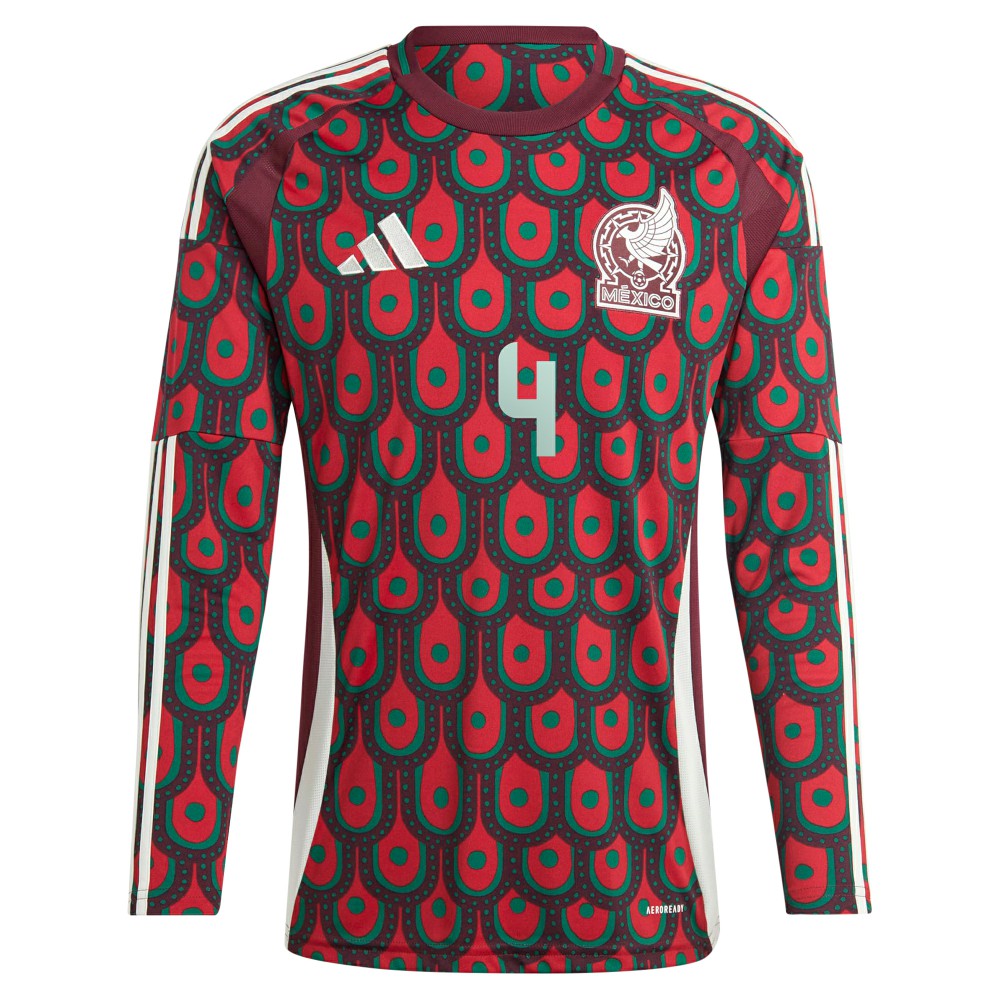 Edson Alvarez Mexico National Team 2024 Home Replica Player Long Sleeve Jersey - Burgundy discount