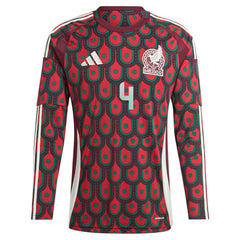 Edson Alvarez Mexico National Team 2024 Home Replica Player Long Sleeve Jersey - Burgundy discount