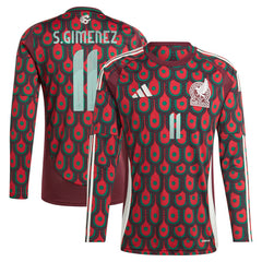 Santiago Giménez Mexico National Team 2024 Home Replica Player Long Sleeve Jersey - Burgundy outlet