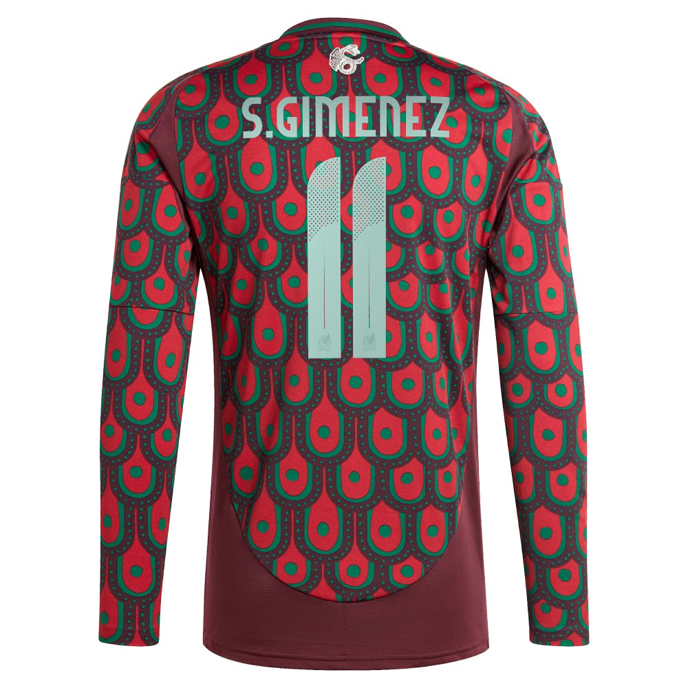 Santiago Giménez Mexico National Team 2024 Home Replica Player Long Sleeve Jersey - Burgundy outlet