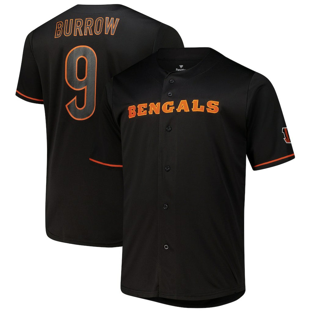 Joe Burrow Cincinnati Bengals Big & Tall Baseball Button-Up Shirt - Black online