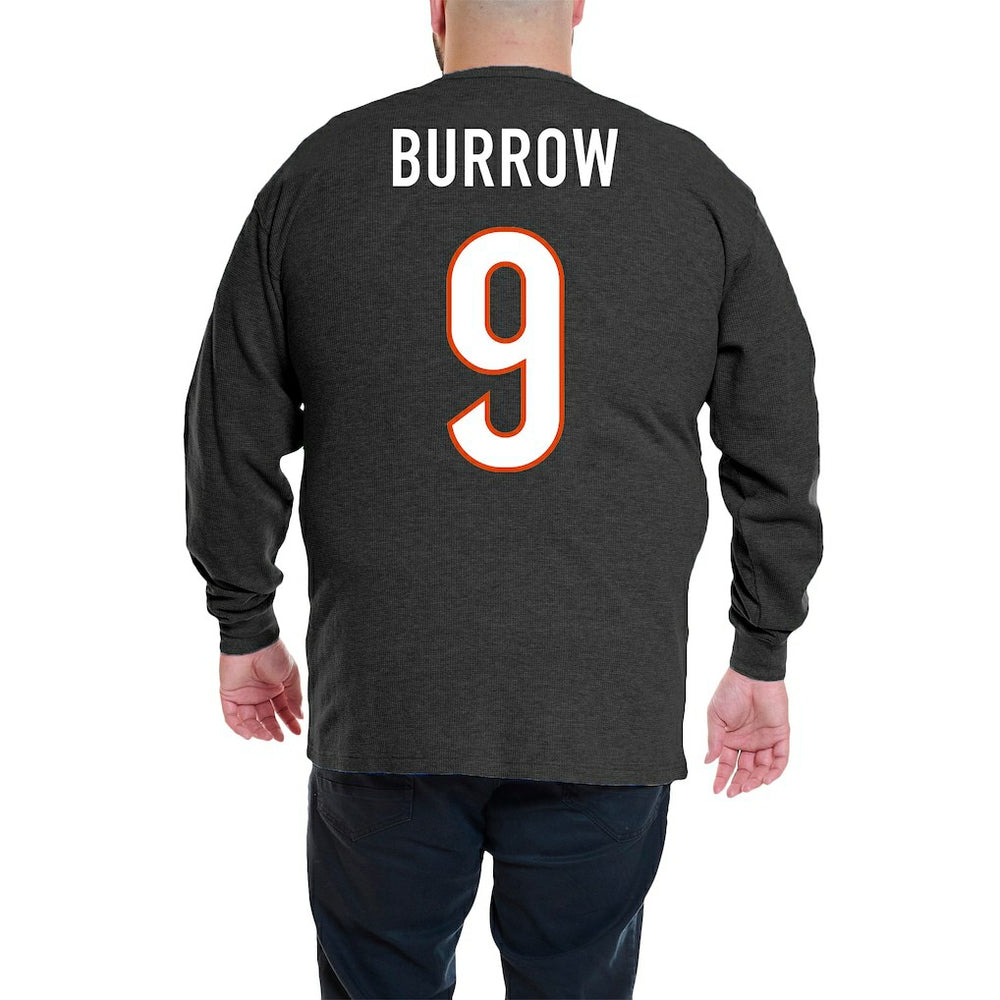 Joe Burrow Cincinnati Bengals Big & Tall Thermal Waffle Long Sleeve T-Shirt - Black outlet