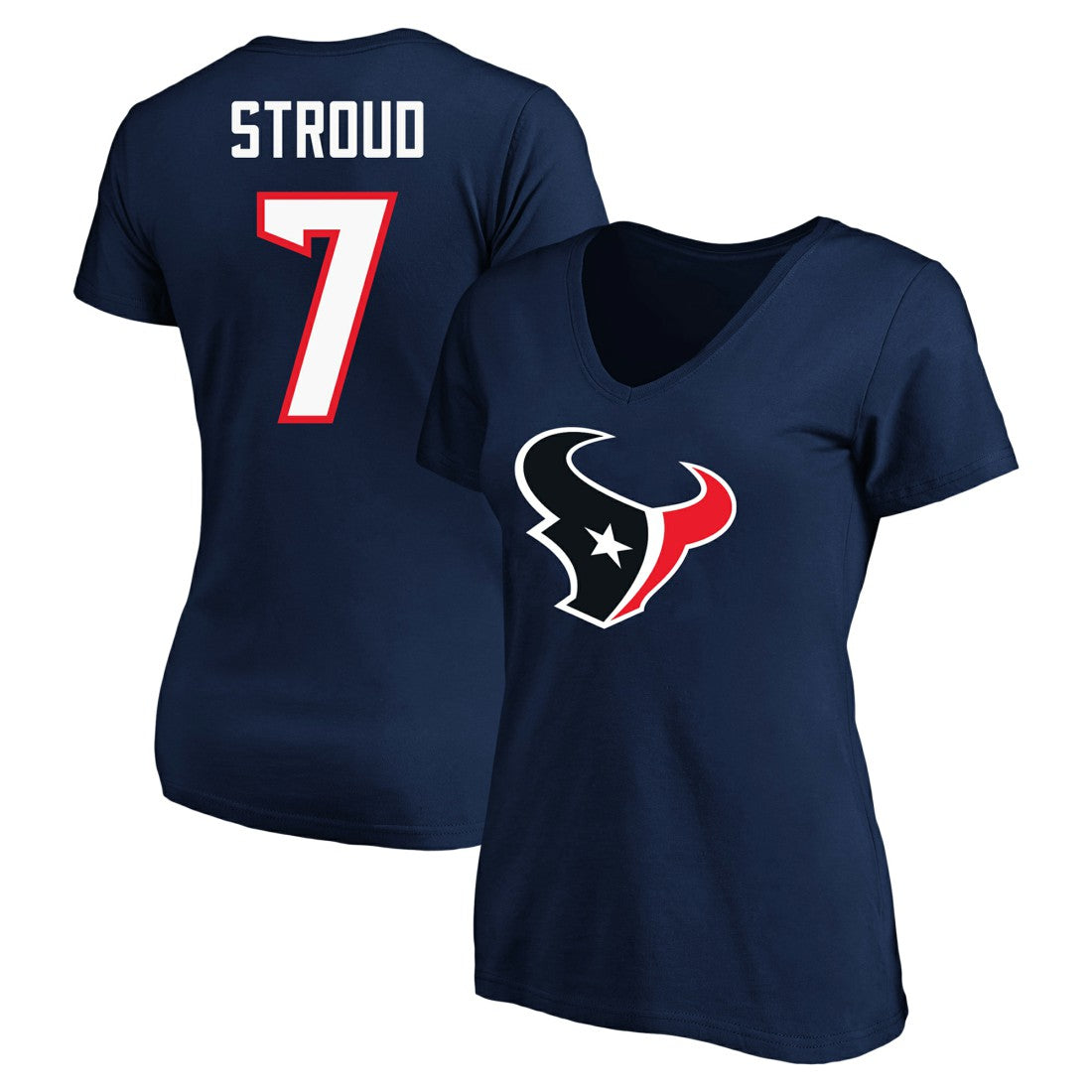 C.J. Stroud Houston Texans Women's Plus Size Fair Catch Name & Number Scoop Neck T-Shirt - Navy discount
