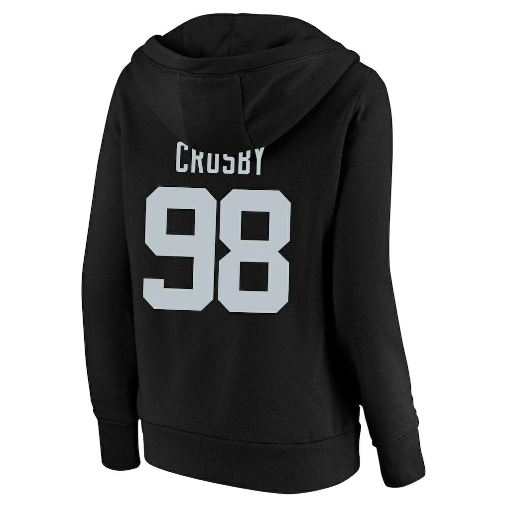 Maxx Crosby Las Vegas Raiders Women's Plus Size Player Name & Number V-Neck Pullover Hoodie - Black outlet