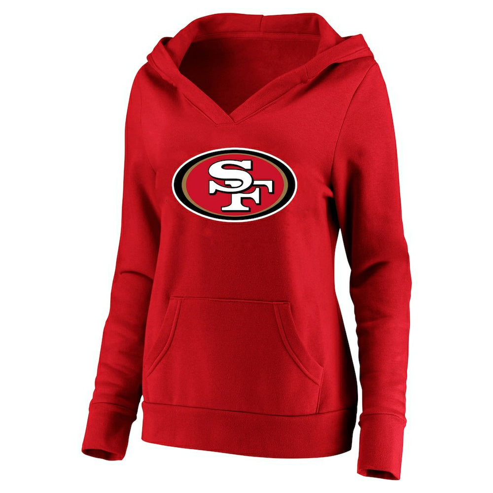 Christian McCaffrey San Francisco 49ers Women's Plus Size Player Name & Number V-Neck Pullover Hoodie - Scarlet cheap