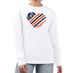 Detroit Tigers G-III 4Her by Carl Banks Women's Heart Logo Fleece Pullover Sweatshirt White