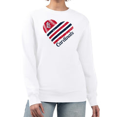 St. Louis Cardinals G-III 4Her by Carl Banks Women's Heart Logo Fleece Pullover Sweatshirt White