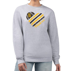 San Diego Padres G-III 4Her by Carl Banks Women's Heart Logo Fleece Pullover Sweatshirt Heather Gray