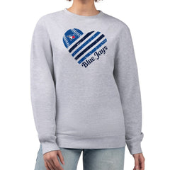Toronto Blue Jays G-III 4Her by Carl Banks Women's Heart Logo Fleece Pullover Sweatshirt Heather Gray