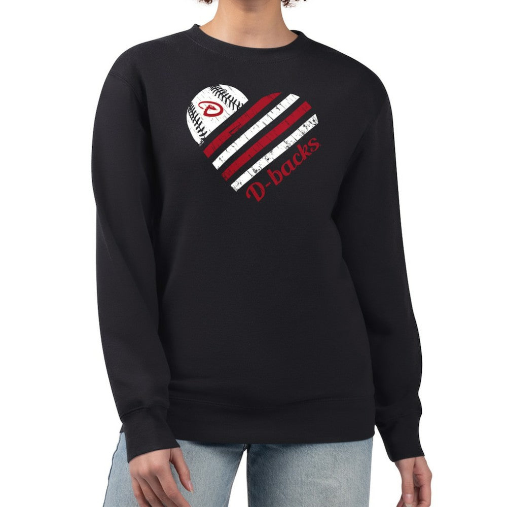 Arizona Diamondbacks G-III 4Her by Carl Banks Women's Heart Logo Fleece Pullover Sweatshirt Black