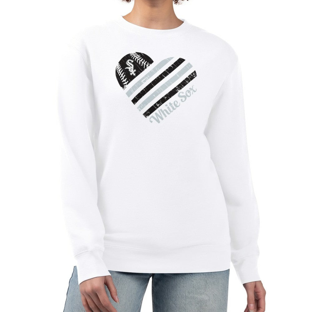 Chicago White Sox G-III 4Her by Carl Banks Women's Heart Logo Fleece Pullover Sweatshirt White