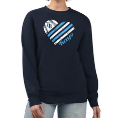 Tampa Bay Rays G-III 4Her by Carl Banks Women's Heart Logo Fleece Pullover Sweatshirt Navy
