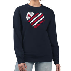 Washington Nationals G-III 4Her by Carl Banks Women's Heart Logo Fleece Pullover Sweatshirt Navy