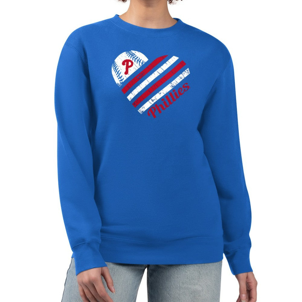 Philadelphia Phillies G-III 4Her by Carl Banks Women's Heart Logo Fleece Pullover Sweatshirt Royal