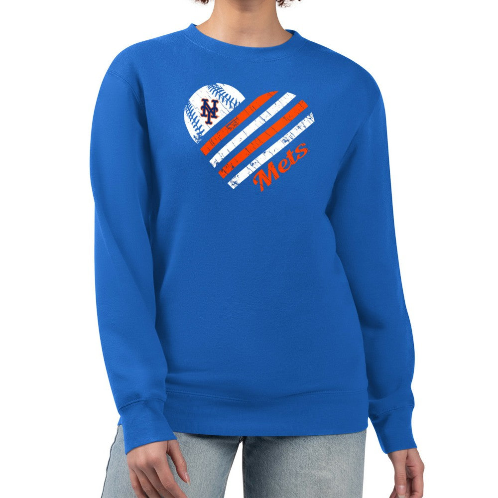 New York Mets G-III 4Her by Carl Banks Women's Heart Logo Fleece Pullover Sweatshirt Royal