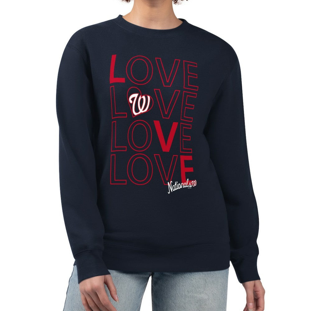 Washington Nationals G-III 4Her by Carl Banks Women's Love Team Logo Fleece Pullover Sweatshirt Navy