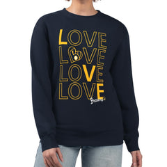 Milwaukee Brewers G-III 4Her by Carl Banks Women's Love Team Logo Fleece Pullover Sweatshirt Navy