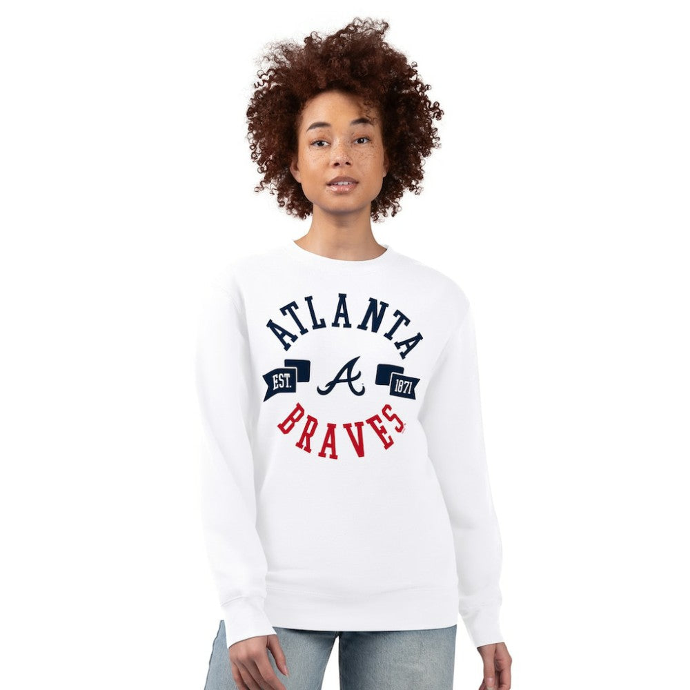Atlanta Braves G-III 4Her by Carl Banks Women's Team Logo Fleece Pullover Sweatshirt White