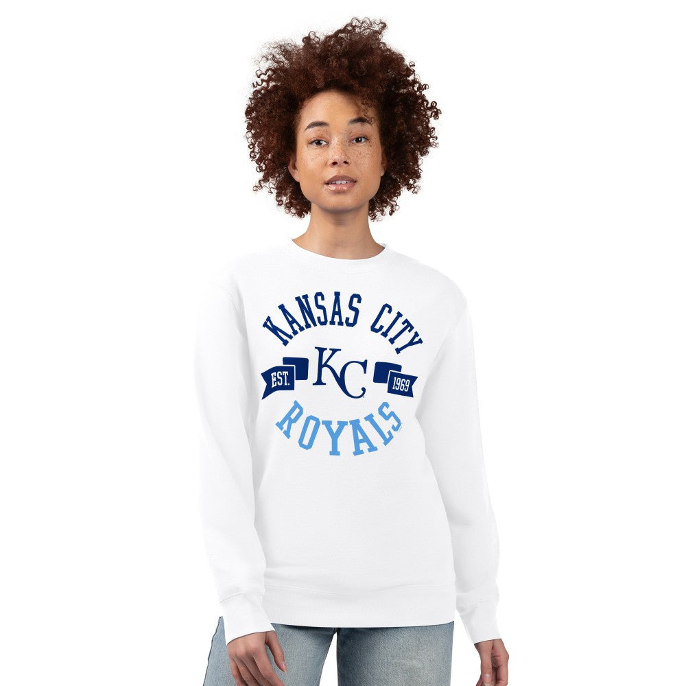 Kansas City Royals G-III 4Her by Carl Banks Women's Team Logo Fleece Pullover Sweatshirt White