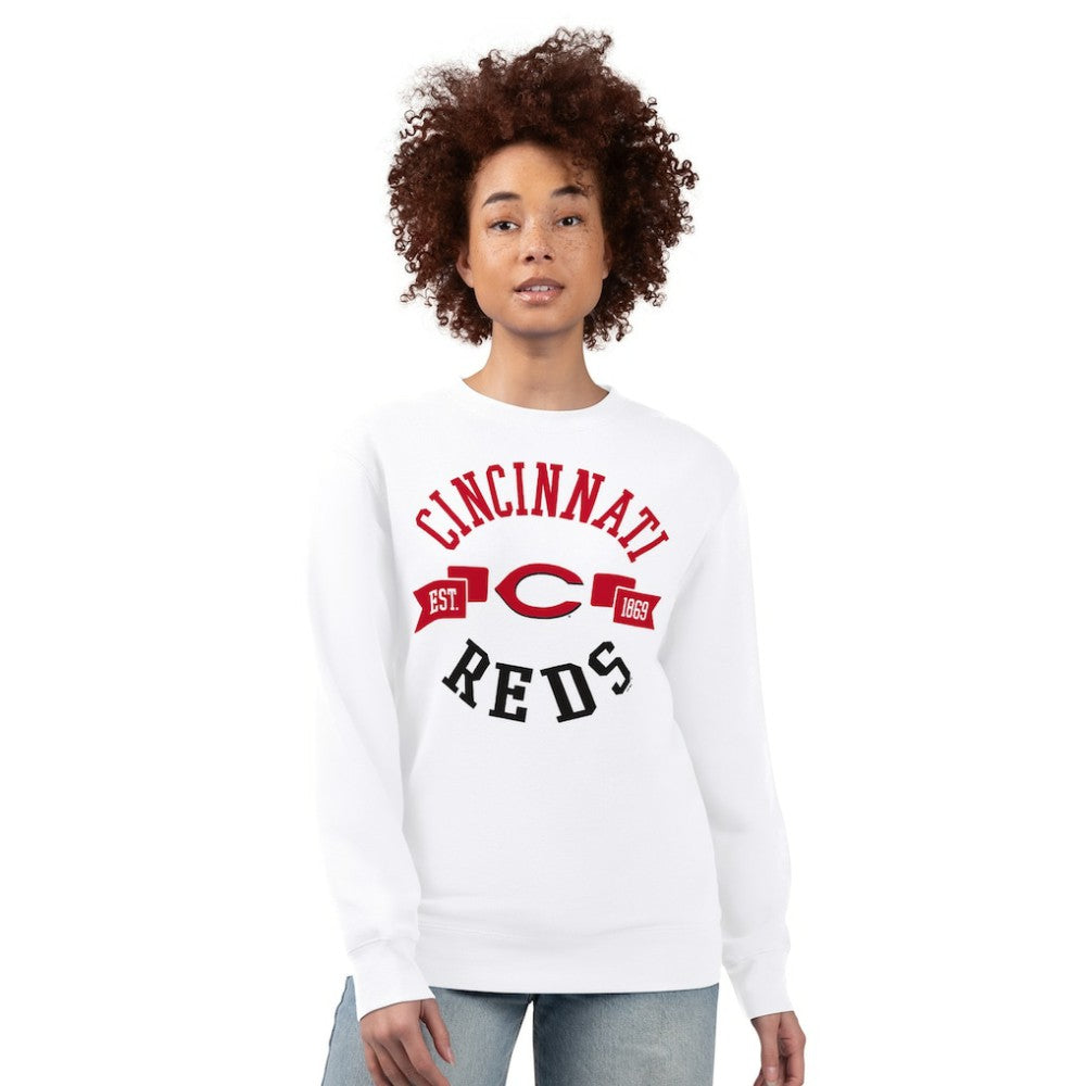 Cincinnati Reds G-III 4Her by Carl Banks Women's Team Logo Fleece Pullover Sweatshirt White