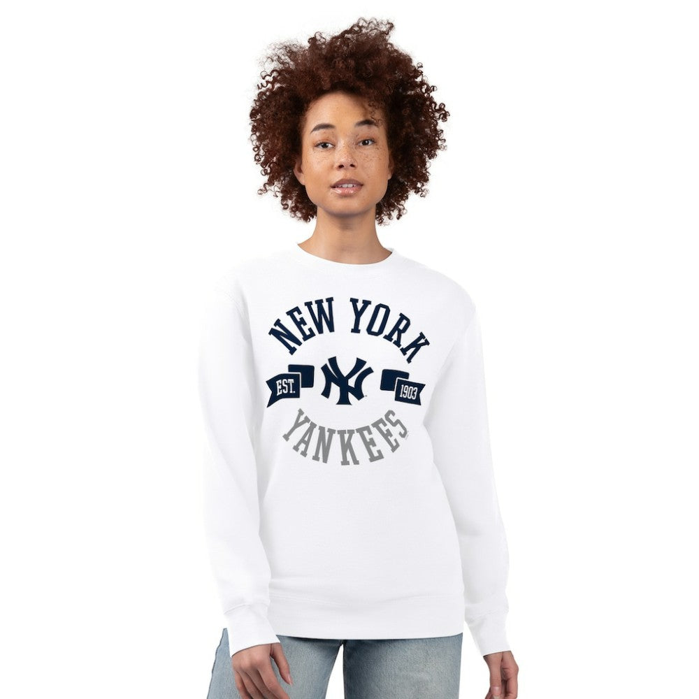 New York Yankees G-III 4Her by Carl Banks Women's Team Logo Fleece Pullover Sweatshirt White