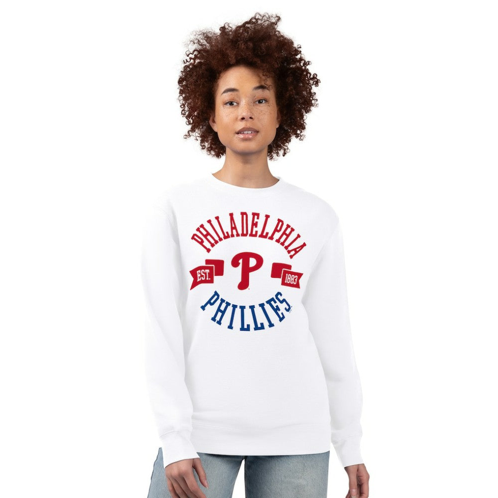 Philadelphia Phillies G-III 4Her by Carl Banks Women's Team Logo Fleece Pullover Sweatshirt White